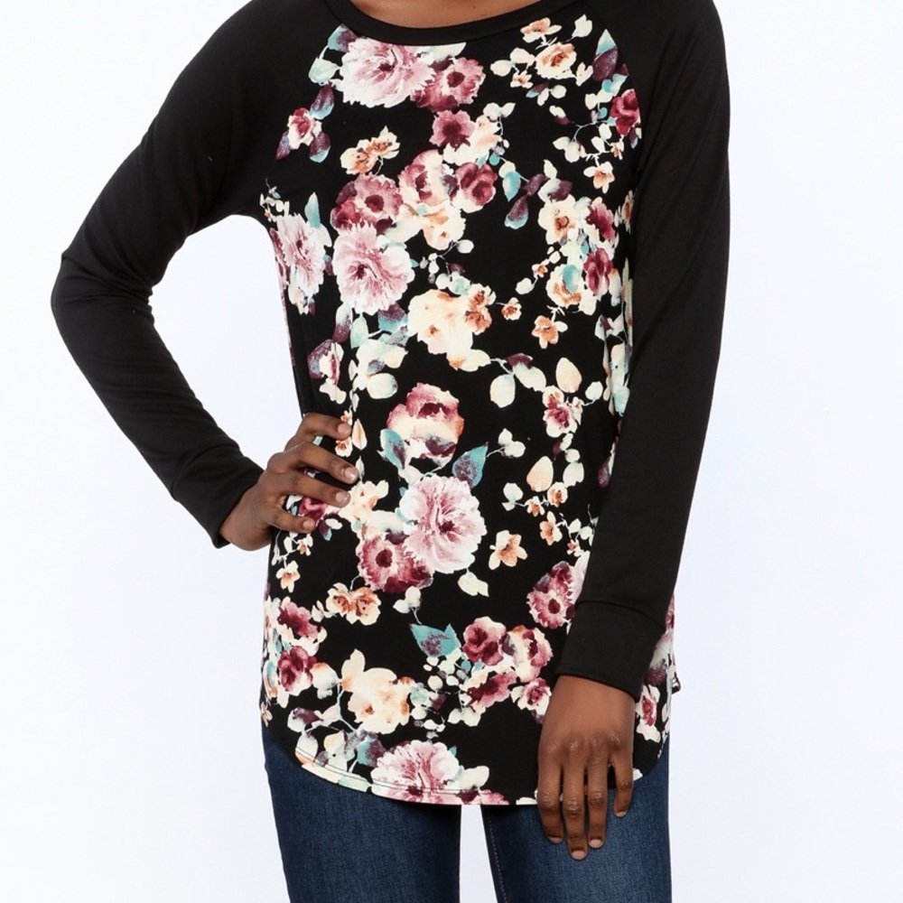 First Look Floral Baseball Tee Shirt Top